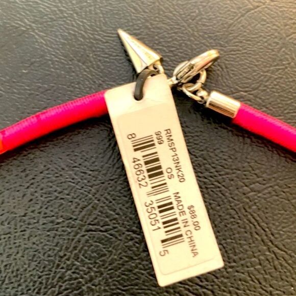 Rebecca Minkoff Handmade Orange & Pink Crystal Cord Choker Necklace Neon - Picture 4 of 8